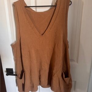Brown Sleeveless Knit Top